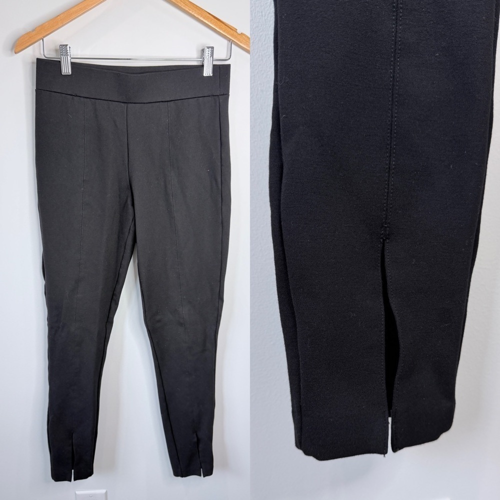 Elie Tahari High Rise Ankle Slit Black Trousers
